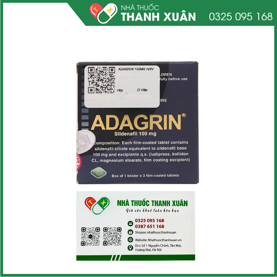 Adagrin 100mg trị rối loạn cương dương